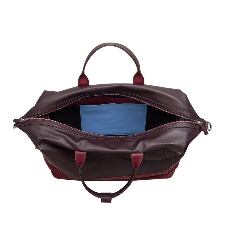 DUDU Sac de voyage en cuir pour hommes et femmes, sac de week-end avec deux poignées, bagage à main ou sac à bandoulière 28 litres avec fermeture éclair