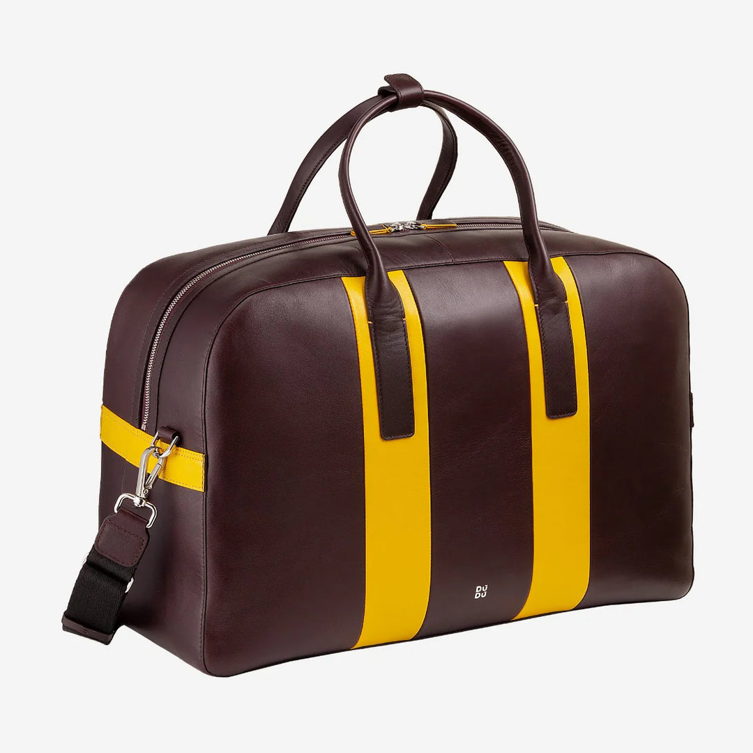 DUDU lederen reisschoudertas, weekendsporttas voor heren dames 32L groot, 49 cm weekendtas