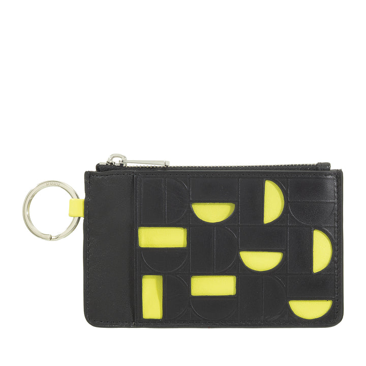 DUDU Étui à clés en cuir avec fermeture éclair – Étui compact avec porte-clés, fermeture éclair et compartiments pour clés, pièces de monnaie et cartes