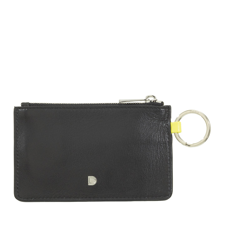 DUDU Étui à clés en cuir avec fermeture éclair – Étui compact avec porte-clés, fermeture éclair et compartiments pour clés, pièces de monnaie et cartes
