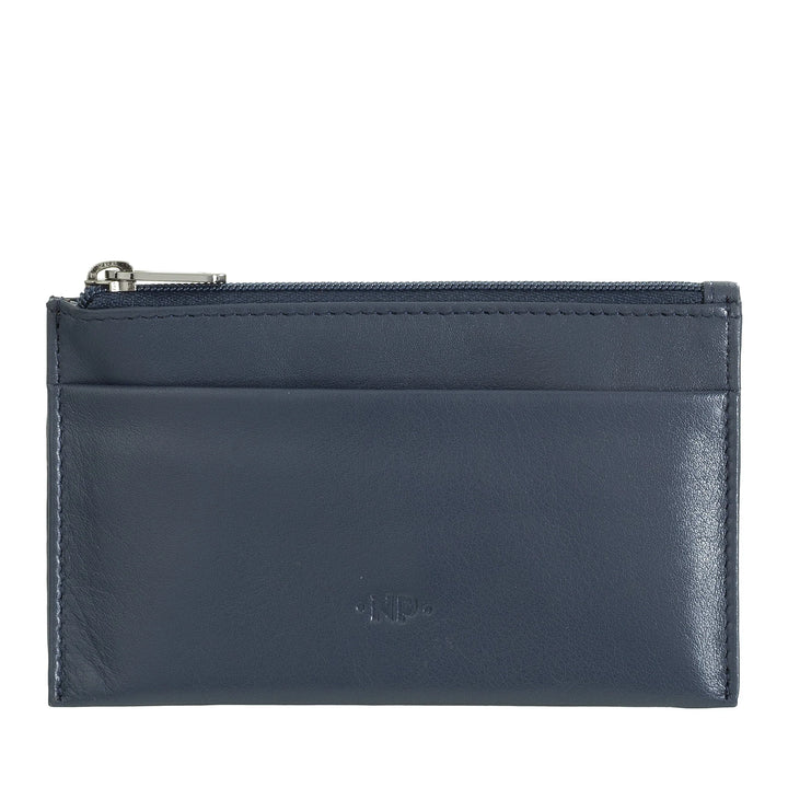 Porte-clés et porte-monnaie Nuvola Pelle dans une pochette en cuir Nappa véritable avec fermeture éclair et 2 anneaux pour clés