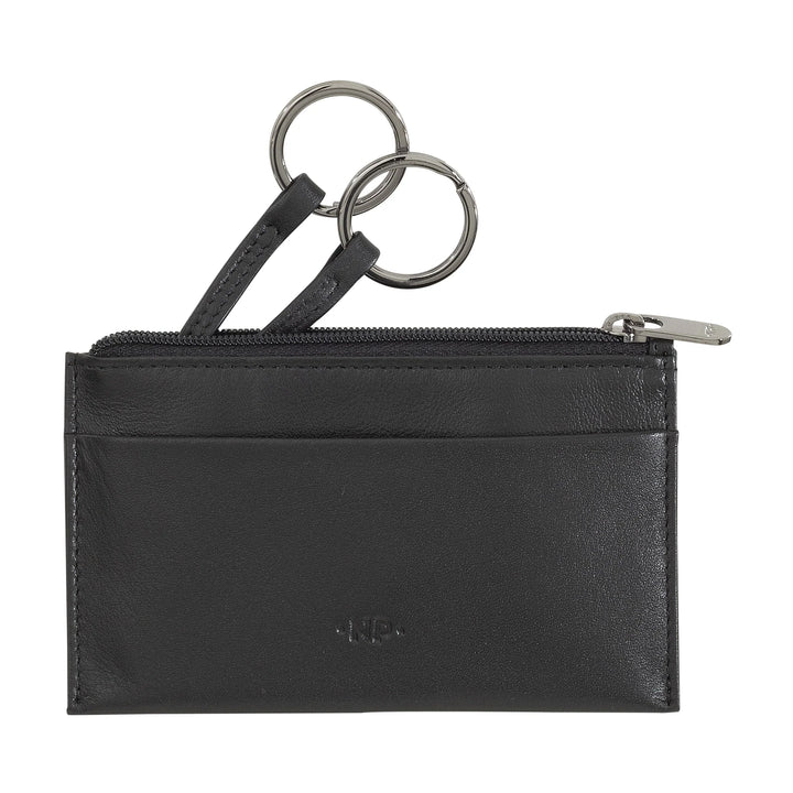 Porte-clés et porte-monnaie Nuvola Pelle dans une pochette en cuir Nappa véritable avec fermeture éclair et 2 anneaux pour clés