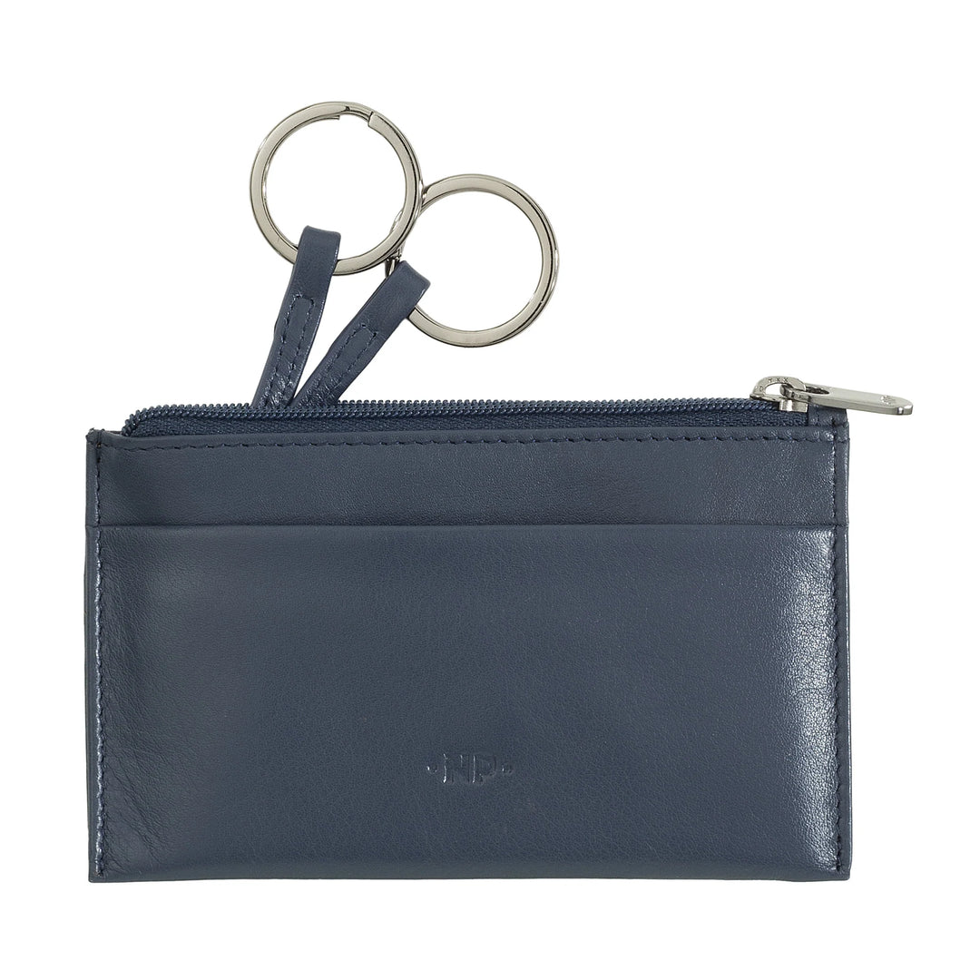 Porte-clés et porte-monnaie Nuvola Pelle dans une pochette en cuir Nappa véritable avec fermeture éclair et 2 anneaux pour clés