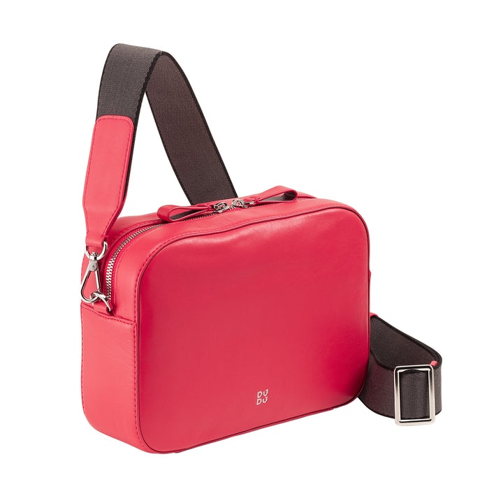 DUDU Kleine Damen-Umhängetasche aus Leder, Schulter-Kameratasche mit abnehmbarem Riemen, elegante kompakte Lederhandtasche