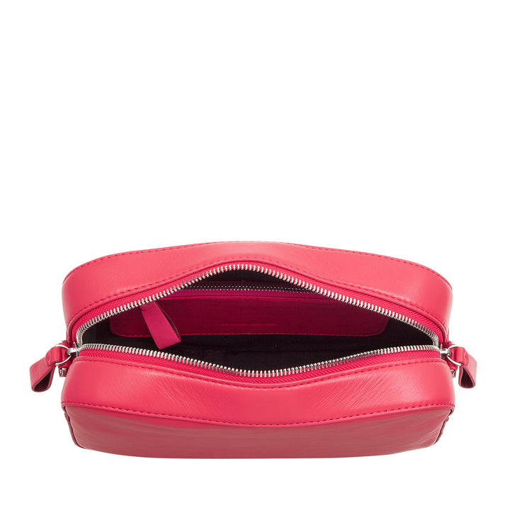 DUDU Kleine Damen-Umhängetasche aus Leder, Schulter-Kameratasche mit abnehmbarem Riemen, elegante kompakte Lederhandtasche