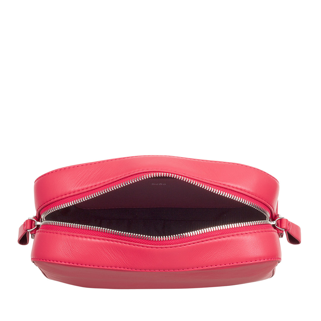 DUDU Kleine Damen-Umhängetasche aus Leder, Schulter-Kameratasche mit abnehmbarem Riemen, elegante kompakte Lederhandtasche