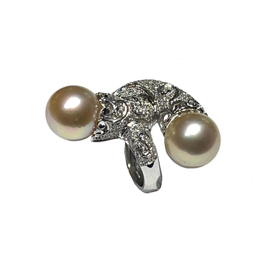 Capodagli anello Nodo Perle oro bianco 18kt diamanti e perle 0020A - Capodagli 1937
