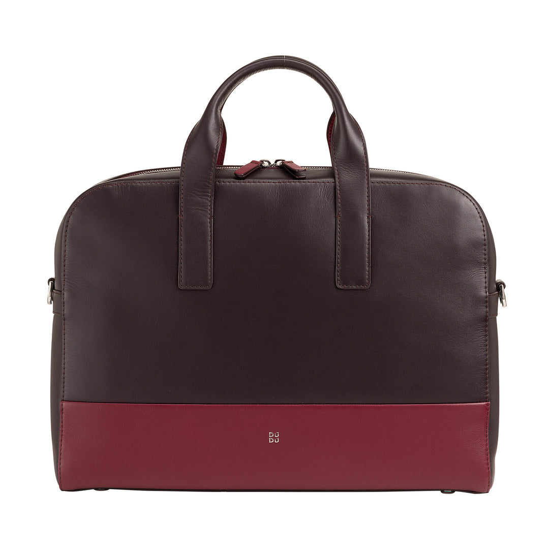 Porte-documents en cuir, Sac d'ordinateur portable pour PC, MacBook jusqu'à 16 ", pour homme et femme, avec deux poignées, bandoulière amovible, fermeture éclair