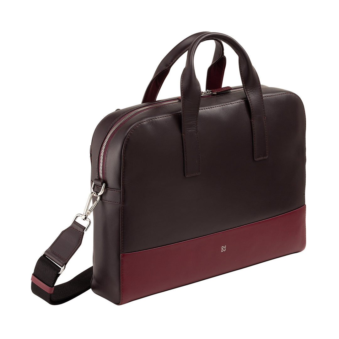 Porte-documents en cuir, Sac d'ordinateur portable pour PC, MacBook jusqu'à 16 ", pour homme et femme, avec deux poignées, bandoulière amovible, fermeture éclair