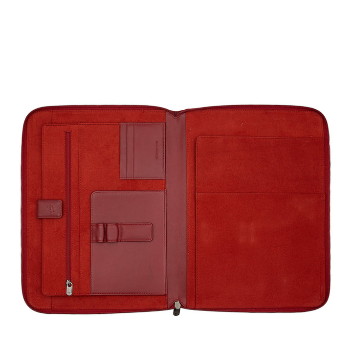 Nuvola Pelle Dokumentenmappe aus Leder im A4-Format, Arbeitsorganizer, Notizblockhalter, Stifthalter, Tablet-Halter mit rundem Reißverschluss