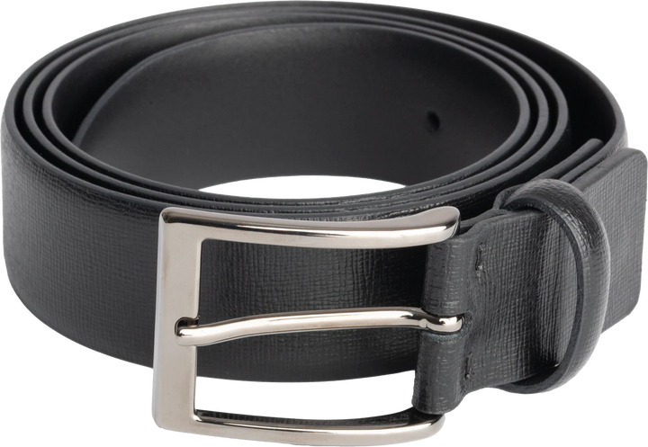 Gerba Ceinture en cuir saffiano noir longueur 100cm CG001B100