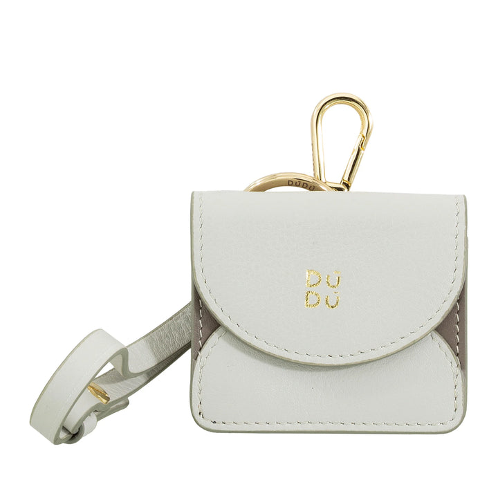 DUDU Air Pod Kopfhörer-Hülle aus echtem Leder mit Schlüsselring – Mini-Hülle mit Karabiner, elegant und kompakt