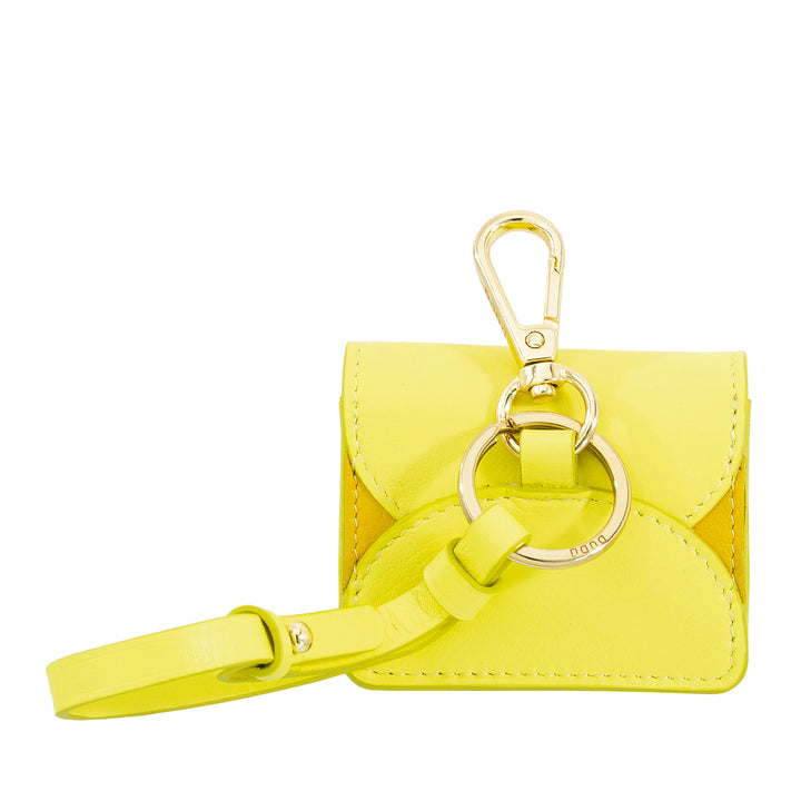 DUDU Air Pod-oortelefoonhoesje van echt leer met sleutelhanger - Mini-cover met karabijnhaak, elegant en compact