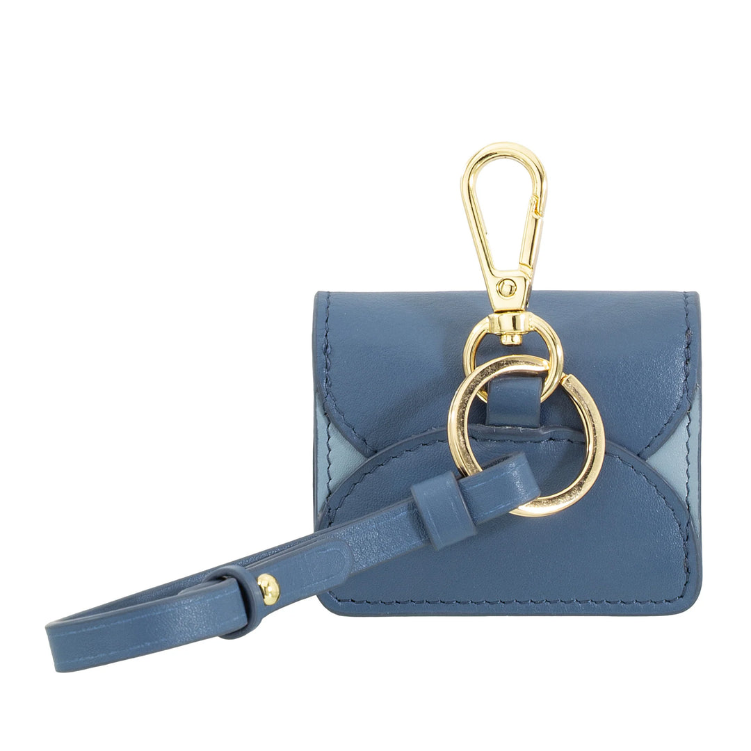DUDU Étui pour écouteurs Air Pod en cuir véritable avec porte-clés - Mini housse avec mousqueton, élégant et compact