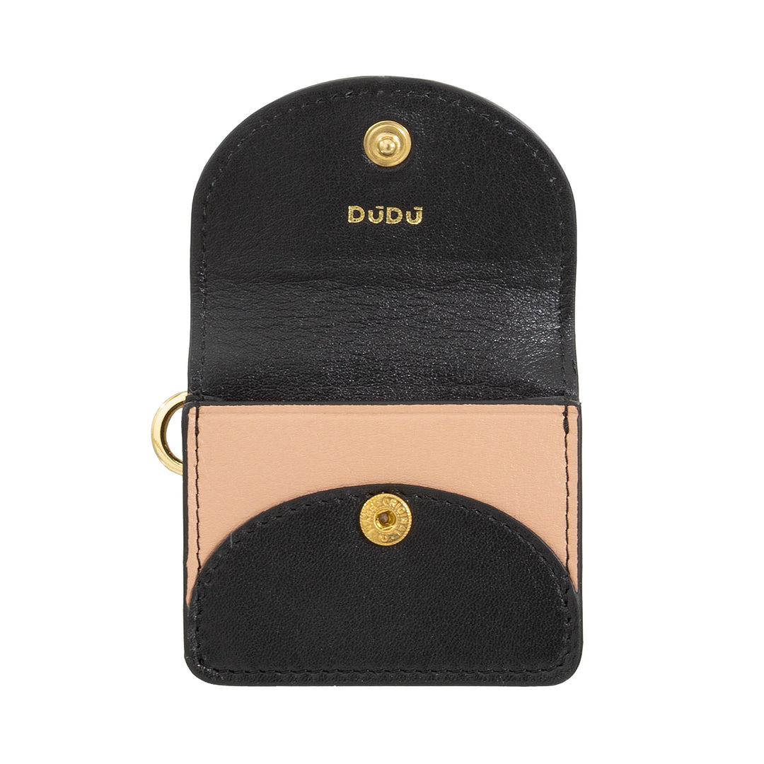 DUDU Air Pod Kopfhörer-Hülle aus echtem Leder mit Schlüsselring – Mini-Hülle mit Karabiner, elegant und kompakt