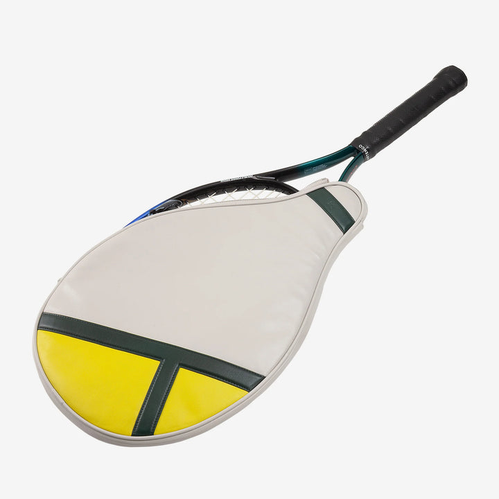 DUDU tennisracketkoffer van echt leer, hoes in beperkte oplage, gewatteerde hoes met ritssluiting, zijvak en schouderband