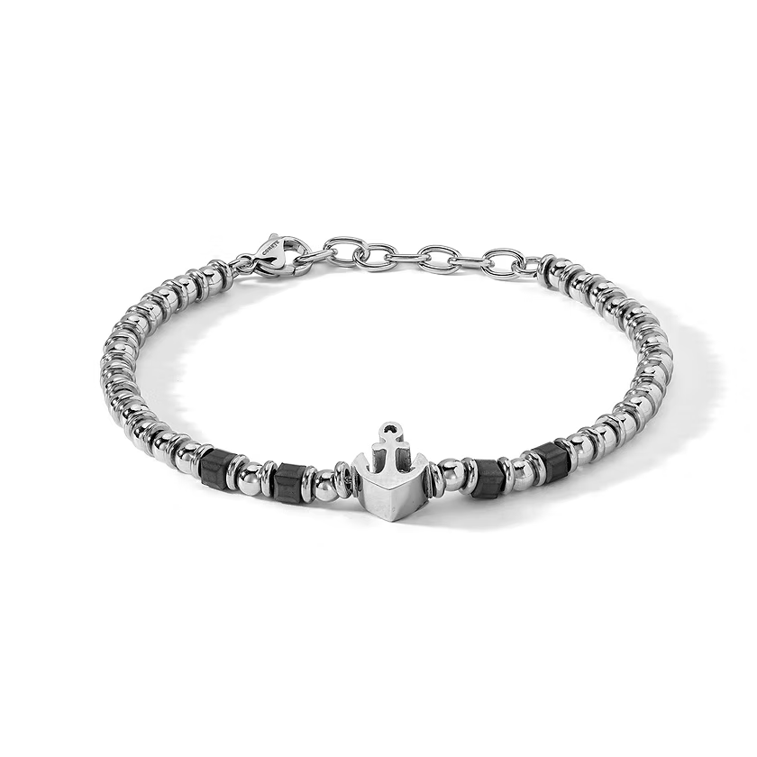 Bracelet Comete Collection Navy Ancre acier et hématite grise UBR1264