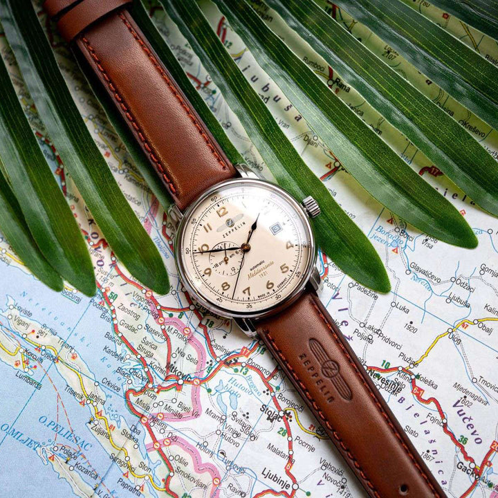 Zeppelin LZ121 Mediterranèe 24ore 40mm beige automatisch staal 9668-5