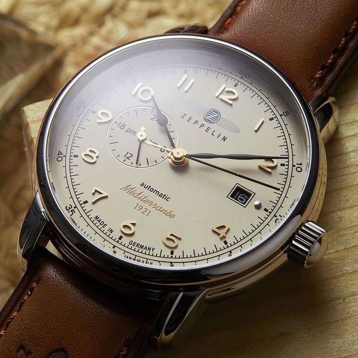 Zeppelin LZ121 Mediterranèe 24ore 40mm beige automatisch staal 9668-5