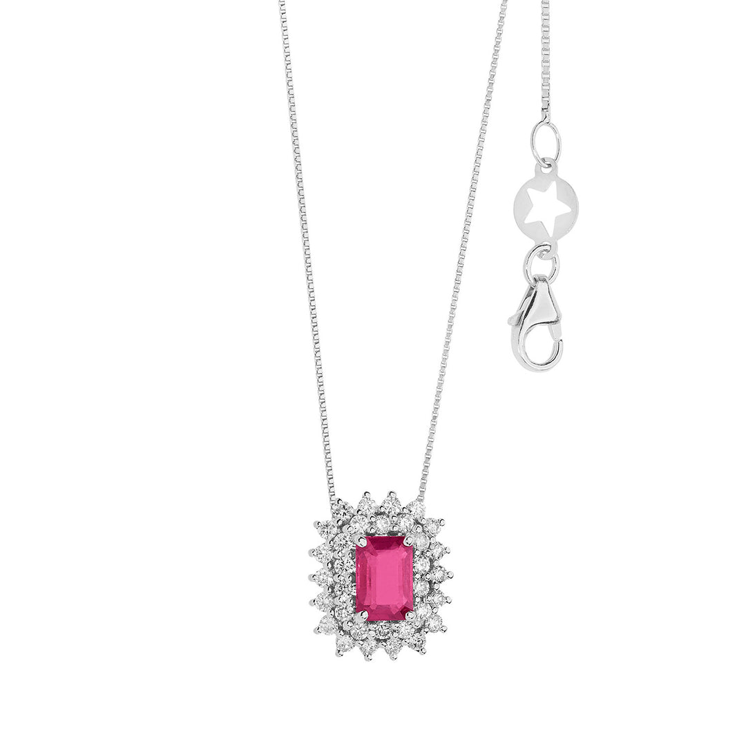 Comete-Halskette aus Gold, Diamanten und achteckigem Rubin GLB1604