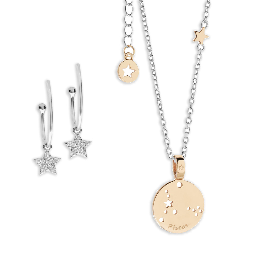 Kometen oorbellen en ketting sterrenbeeld Vissen KIT210174