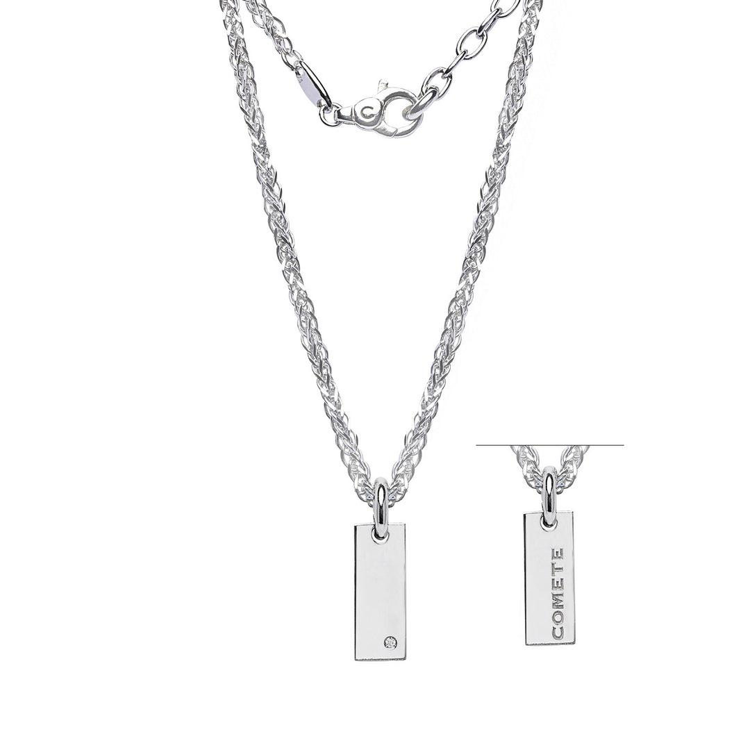Comete-halsketting in 925‰ zilver en witte diamant UGL749