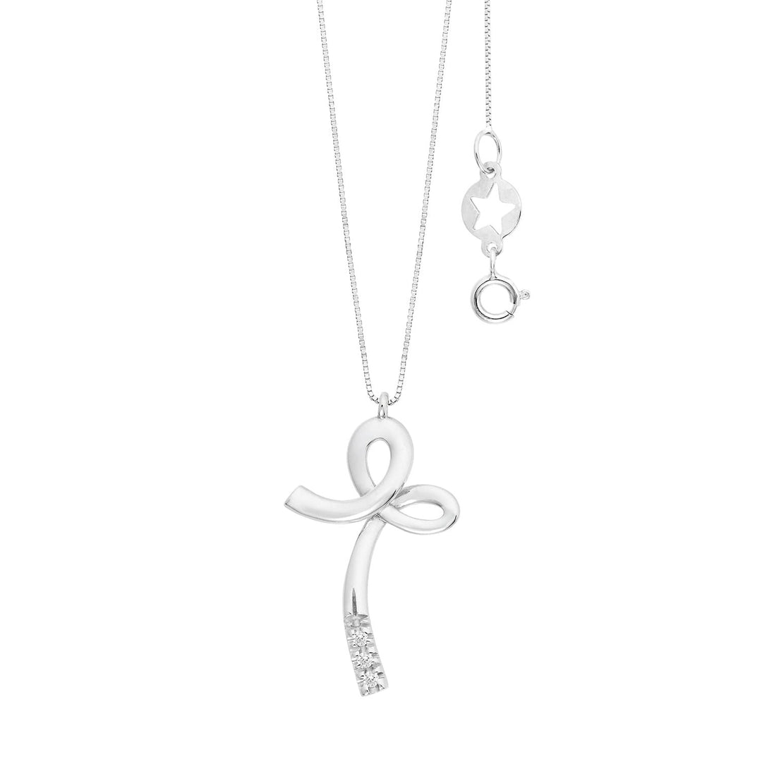 Collier Croix Comète en or blanc 750‰ et diamants blancs GLB1709