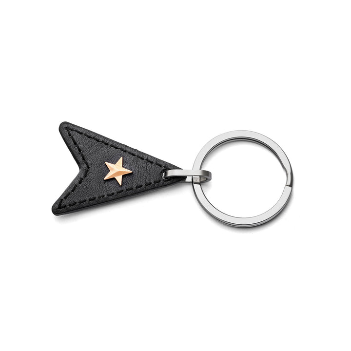 Comete sleutelhanger in staal en zwart leer UCH178