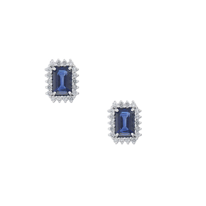 Comete-Ohrringe aus 750‰-Gold, Diamanten und achteckiger blauer Saphir ORB1106