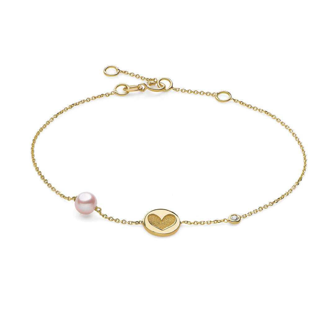 Comete Hartarmband in geel goud met diamanten en parel BRP161