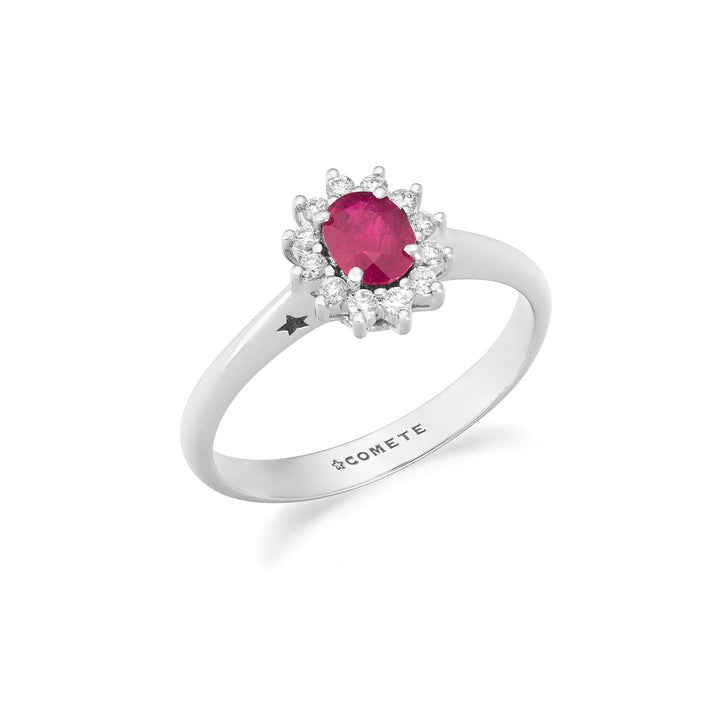Comete Bague en or blanc avec diamants et rubis ovale ANB2748