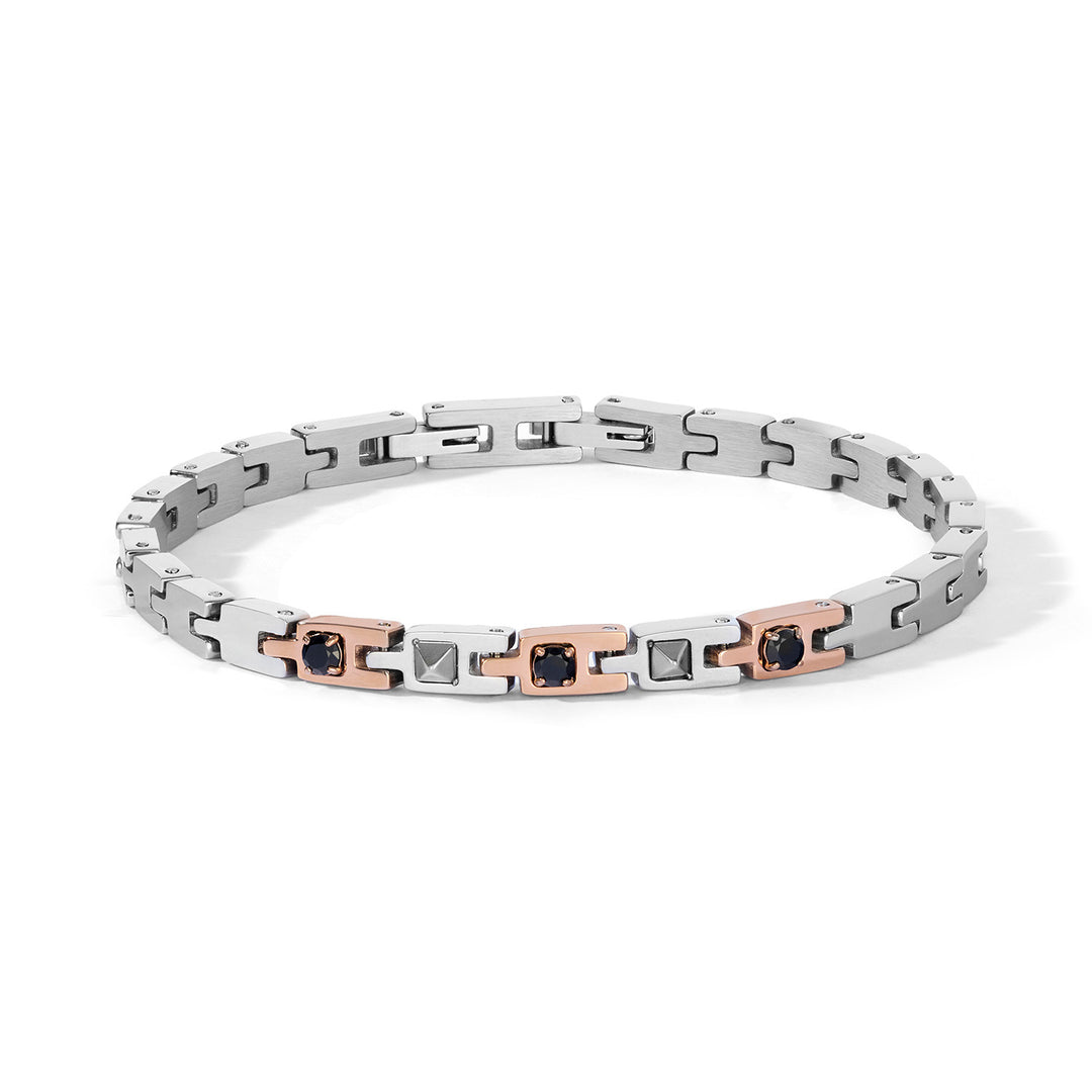 Bracelet Comete en acier, zircons noirs et PVD rosé UBR1315