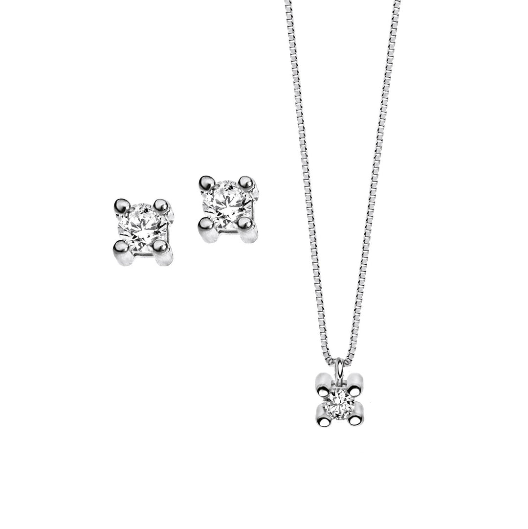 Comete ketting en oorbellen Light Point Four Prongs goud en diamanten KIT1405891