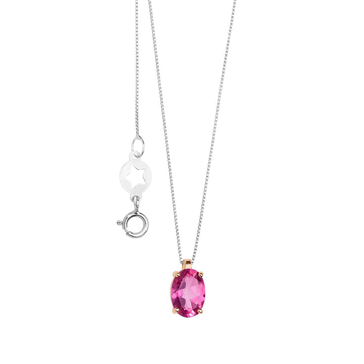 Comete ketting in rosé goud met ovale roze topaas GLB1643
