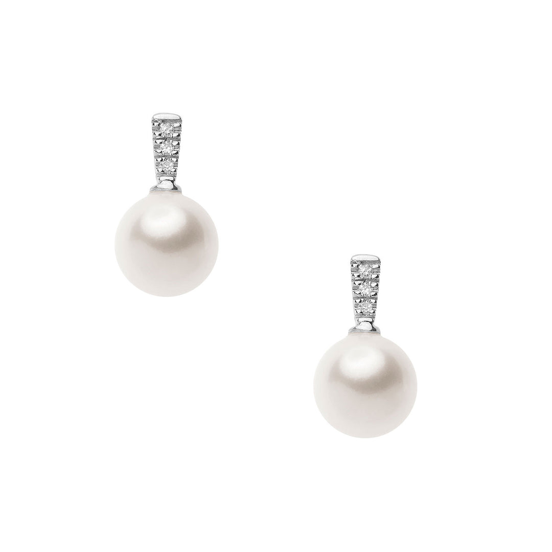Comete Oorbellen met Parel en Witte Diamanten ORP758