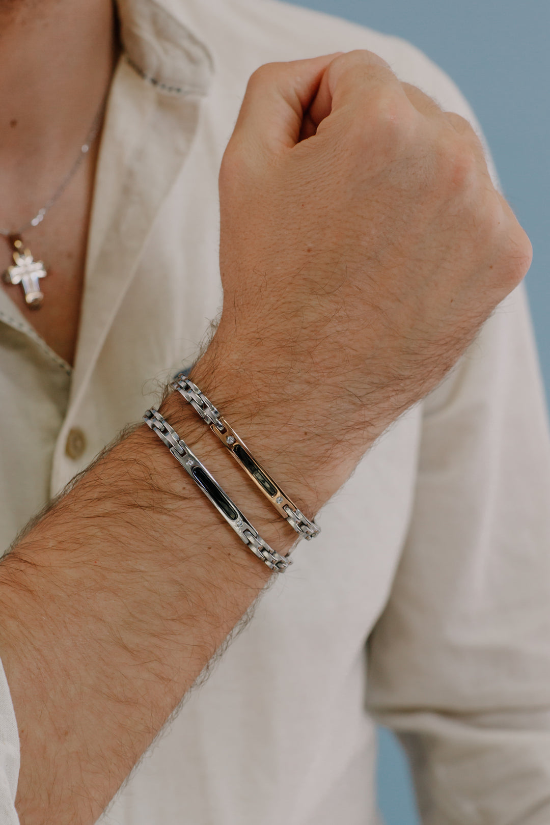 Comete-Armband aus Stahl, PVD mit Zirkonen UBR1032