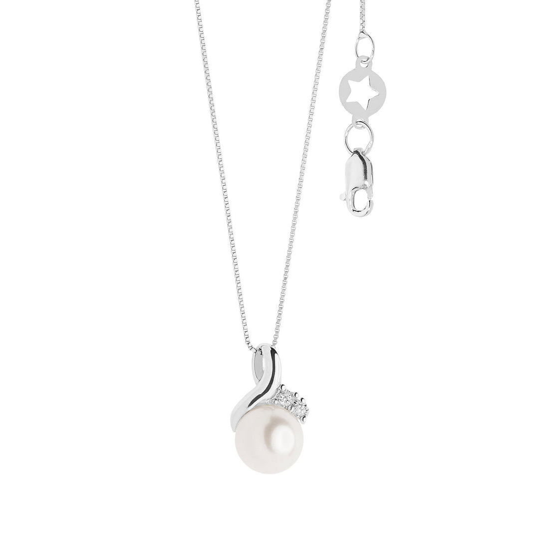 Comete Goldhalskette mit Perlen und Diamanten GLP610