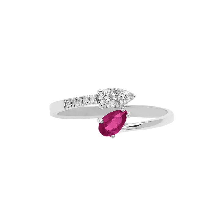 Comete-Goldring mit Diamanten und Rubintropfen ANB2630