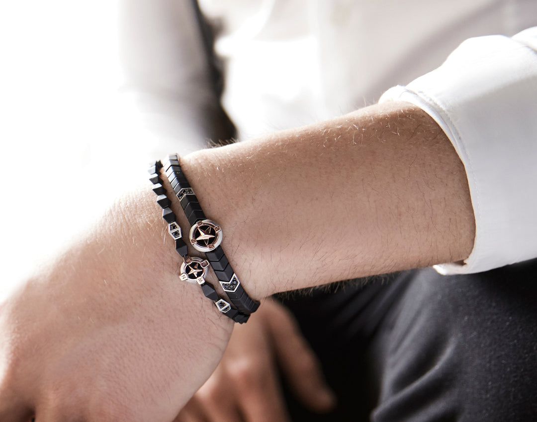 Comete-armband in zilver en zwart keramiek UBR920