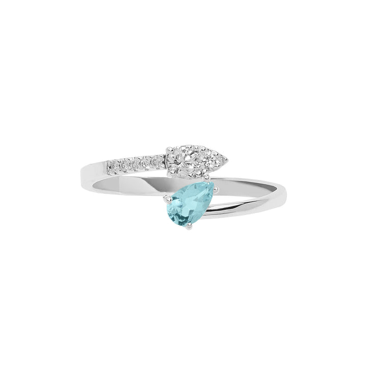 Comete-Goldring mit Diamanten und Aquamarin-Tropfen ANQ326
