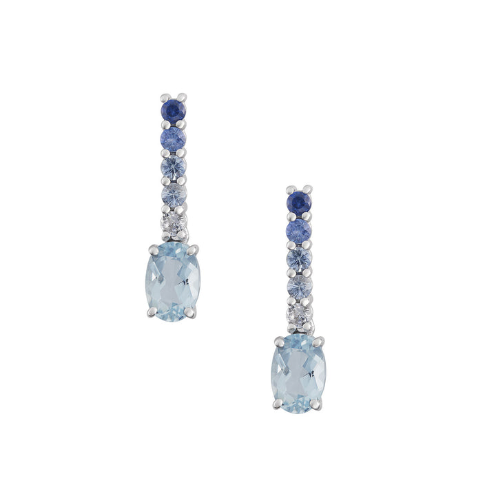 Comete Ohrringe 750‰ Gold. Gradé-Saphire und ovaler Aquamarin ORQ267