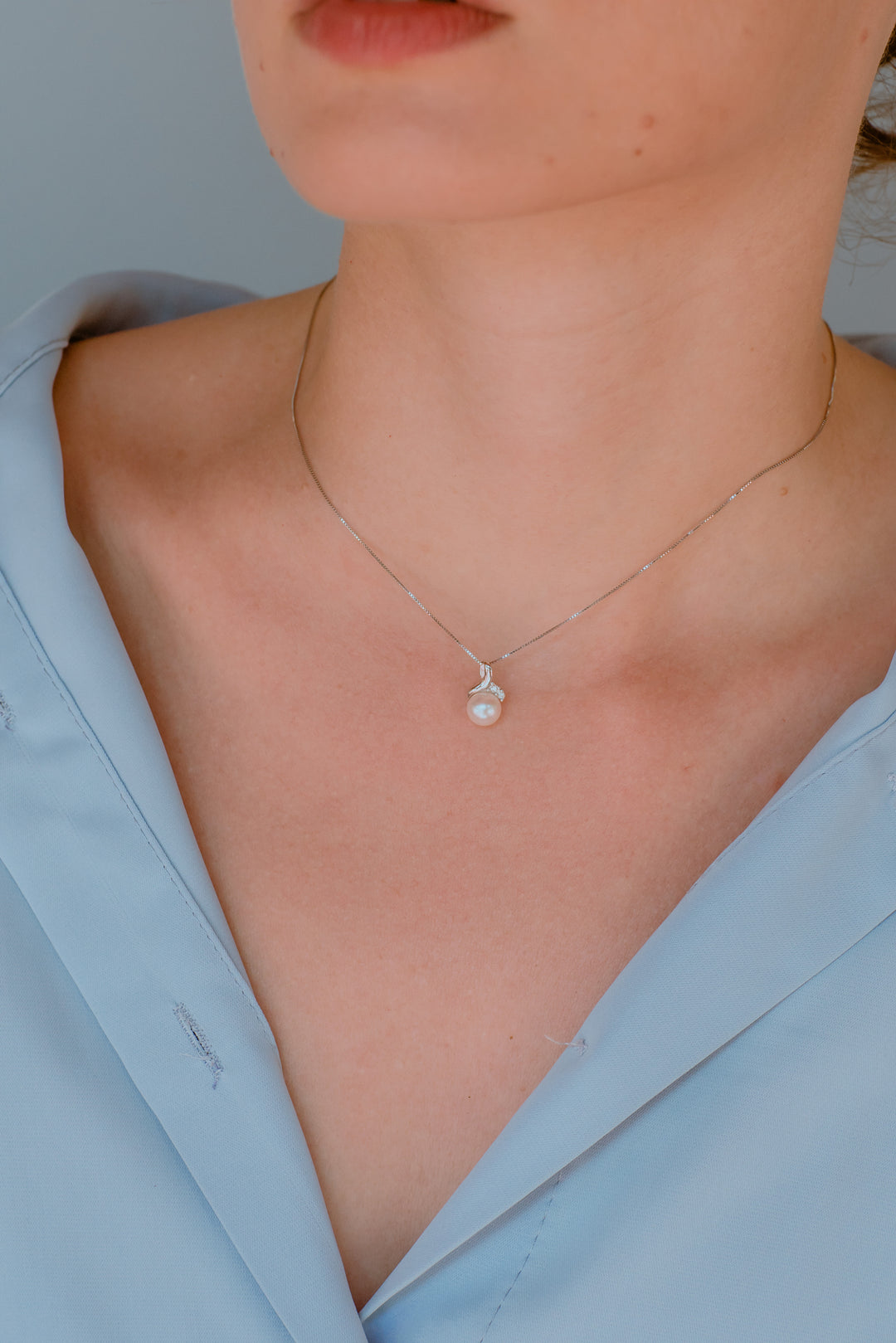 Comete Goldhalskette mit Perlen und Diamanten GLP610