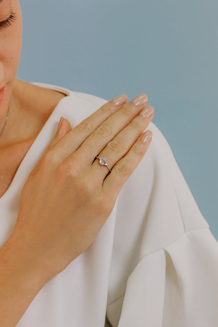 Comete Gouden Ring met Diamanten en Aquamarijn Druppel ANQ307
