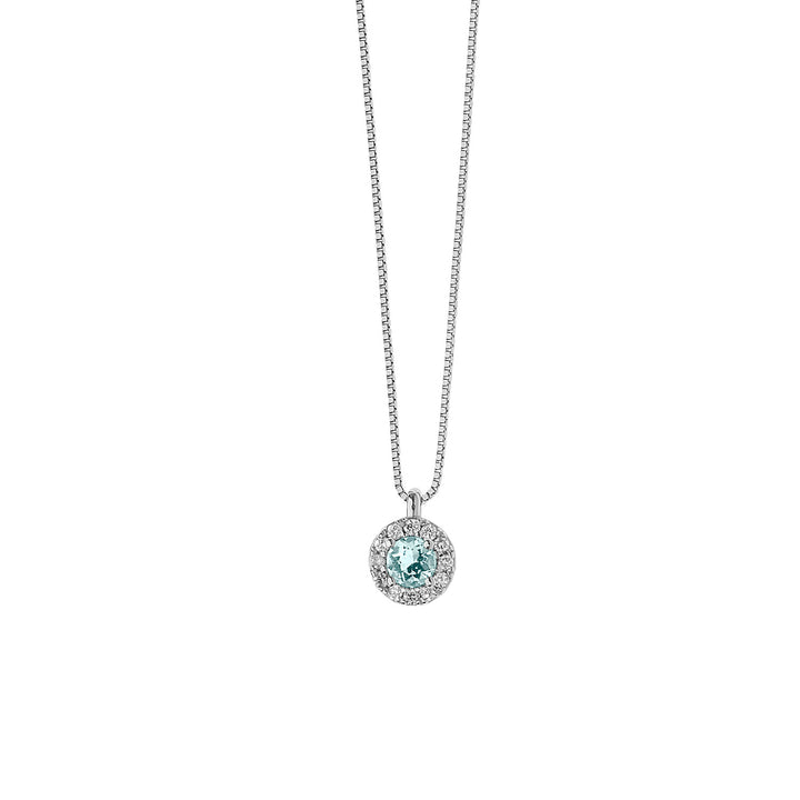 Comete ronde ketting in goud, diamanten en aquamarijn GLQ262