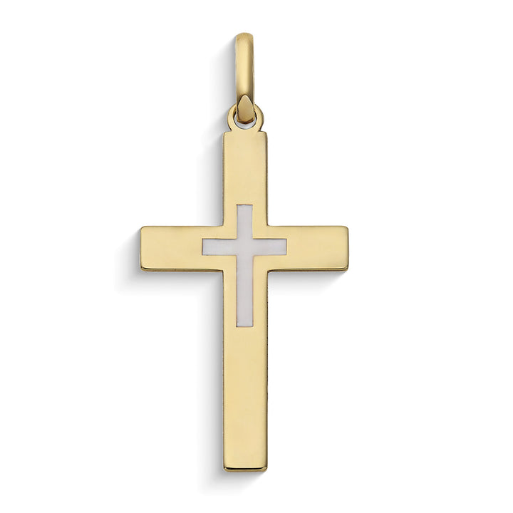 Comete-Kreuz-Anhänger aus 375‰ Gelbgold und Emaille KCOB034
