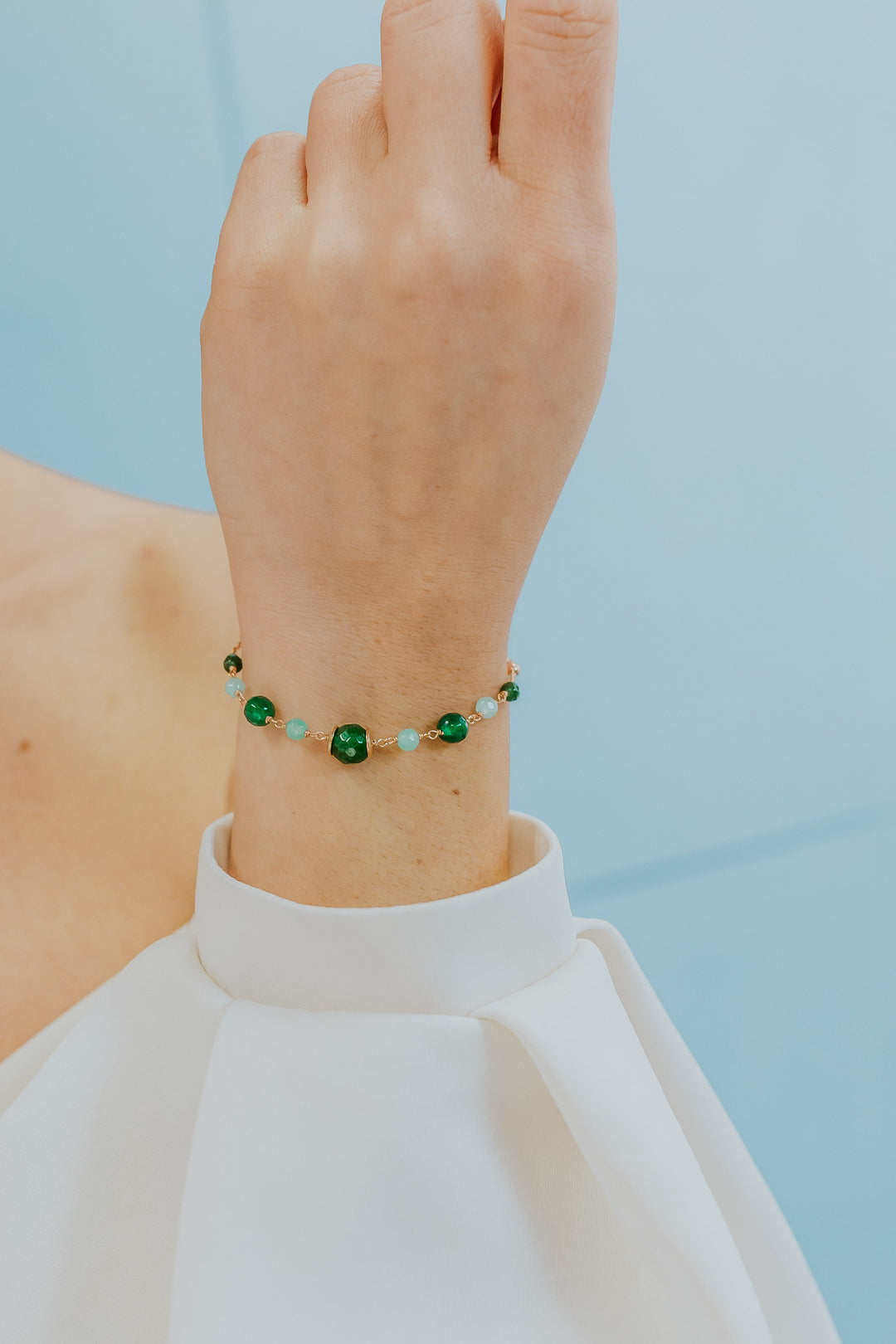 Comete 925‰ Silberarmband mit farbigem Achat, Jade und Quarz BRA280