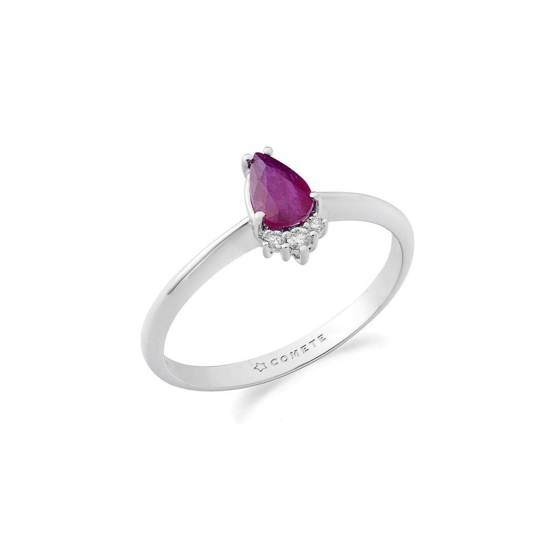Comete Ring 750‰ Goud, diamanten en robijndruppel ANB2741