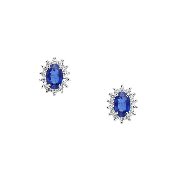 Comete Gold Earrings with Diamonds and Oval Blue Sapphires ORB1022
