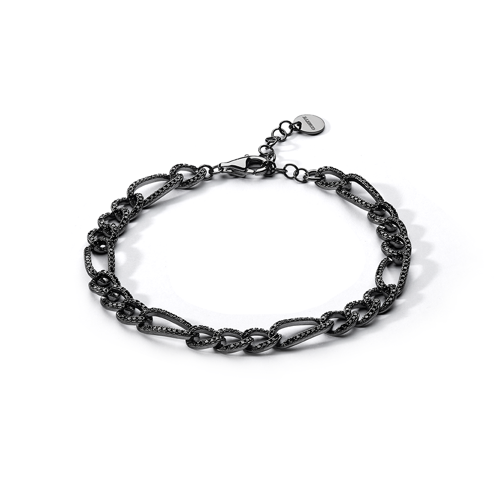 Comete-Armband aus 925‰ Rutheniumsilber, schwarze Zirkone UBR1289