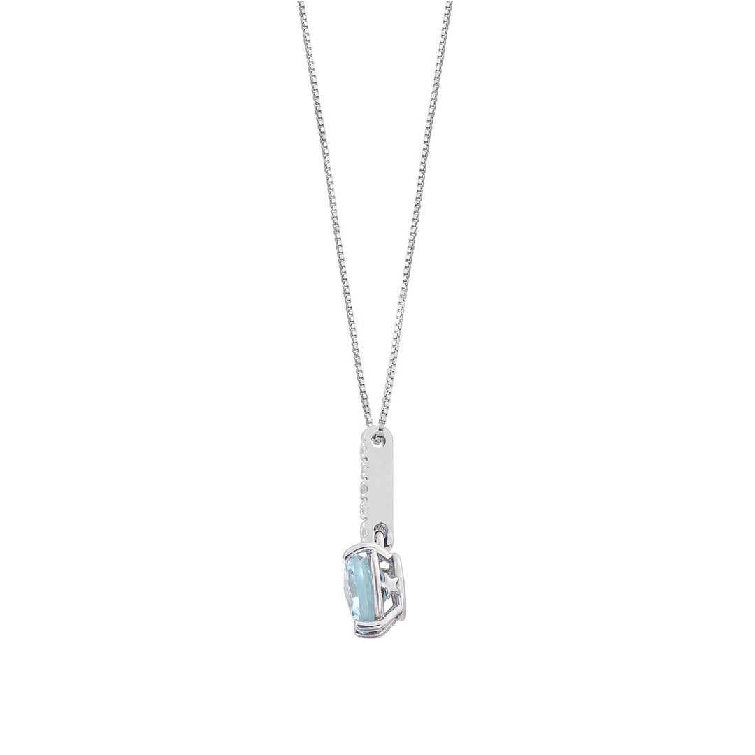 Comete Aquamarijn hartketting in goud en witte diamanten GLQ319